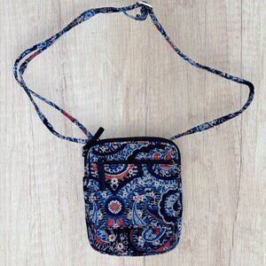VERA BRADLEY Marrakesh Blues Orange Medallion Mini Hipster Quilted Crossbody Bag